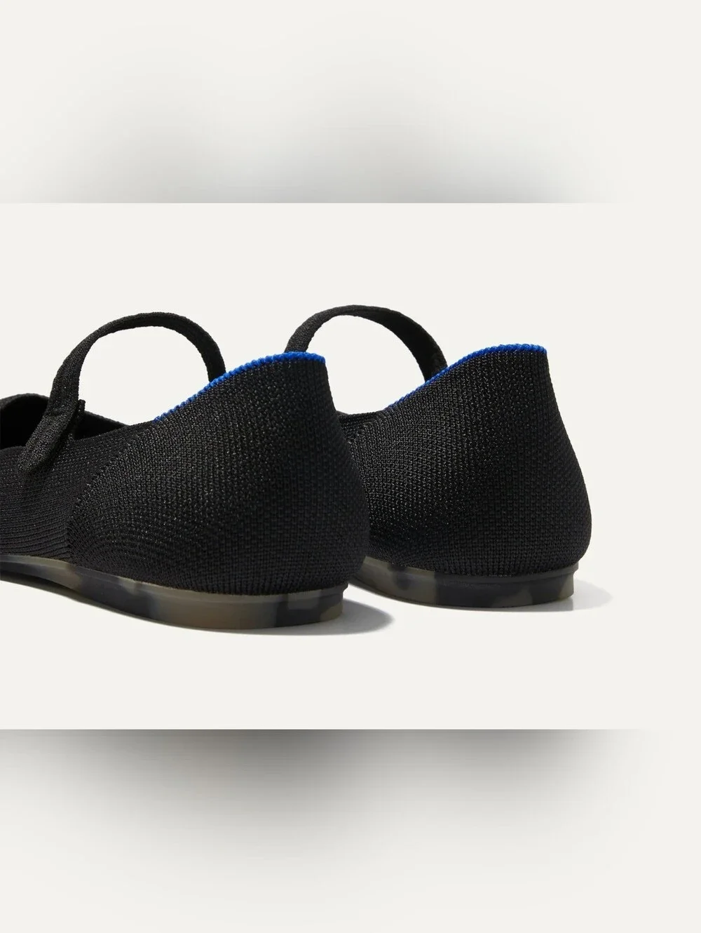 Rothy's NWOB The Square Mary Jane Flats Black with Blue Accent Size W10